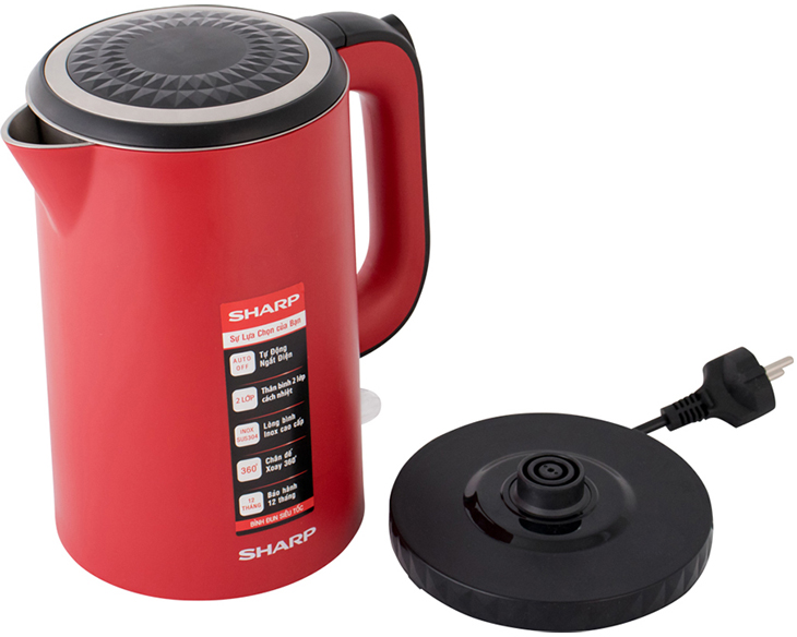 Bình đun siêu tốc 1.7 lít Sharp EKJ-17EVPS-RD chính hãng Bình đun siêu tốc 1.7 lít Sharp EKJ-17EVPS-RD chính hãng - góc nhìn 4