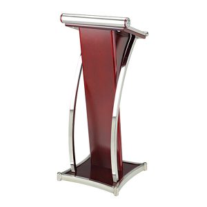 Bục đứng phát biểu sự kiện viền inox trắng