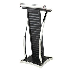 Bục phát biểu inox trắng thân bọc da