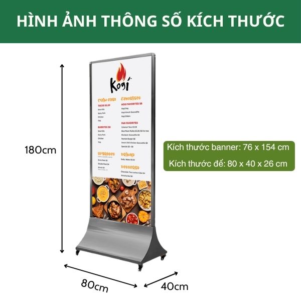 Bảng Standee di động inox ghi đen