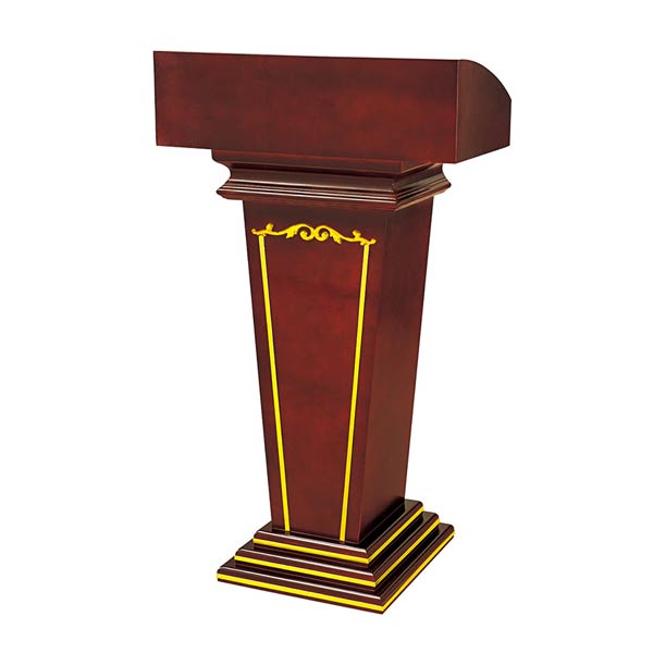 Bục phát biểu gỗ trang trí inox vàng