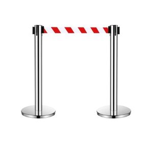Cột chắn inox dây trắng kẻ đỏ