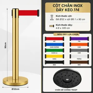 Cột chắn inox dây kéo 3m Paloca