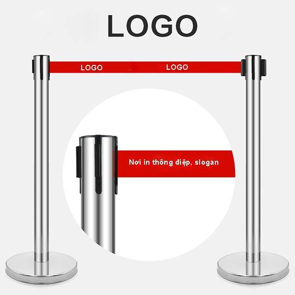 Cột chắn inox dây kéo