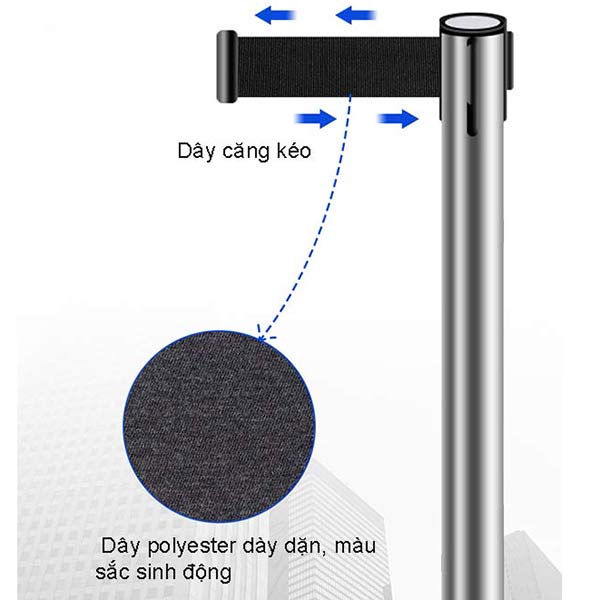 Cột chắn inox dây kéo