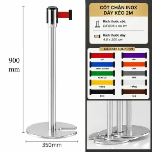 Cột chắn inox đế chữ U dây căng 2m Paloca