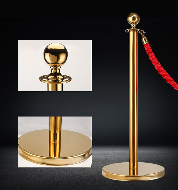 Cột chắn inox mạ vàng dây trùng