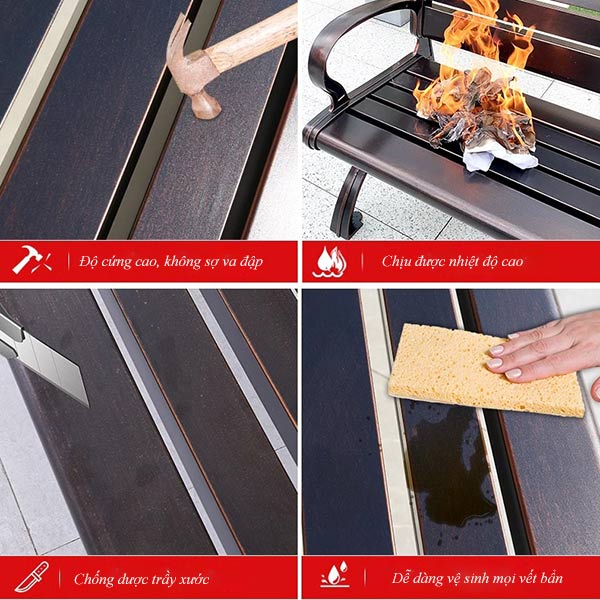Ghế dài ngoài trời nhôm đúc