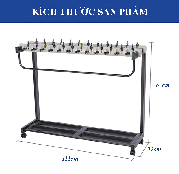 Giá treo ô thép sơn tĩnh điện có khóa – giá treo dù 24 đầu cắm