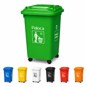 Thùng sọt đựng rác nhựa 60l lít HDPE, Composite có nắp đậy, bánh xe giá rẻ