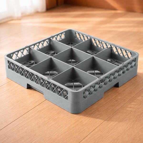 Rack đựng ly 9 ngăn màu ghi dùng được cho máy rửa bát