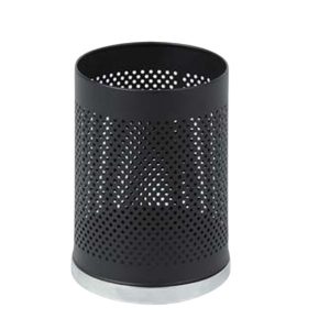 Sọt rác văn phòng thép sơn đen viền inox trắng
