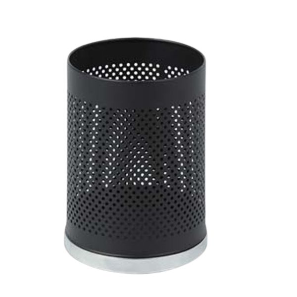 Sọt rác văn phòng thép sơn đen viền inox trắng