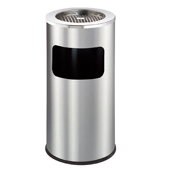 Thùng đựng rác inox có gạt tàn tròn Ø30cm