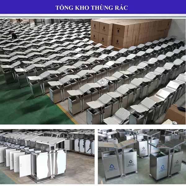 Thùng đựng rác thải ngoài trời inox