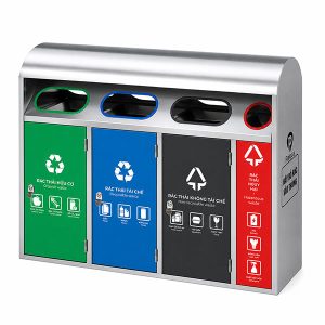 Thùng phân loại rác có mái che 4 ngăn