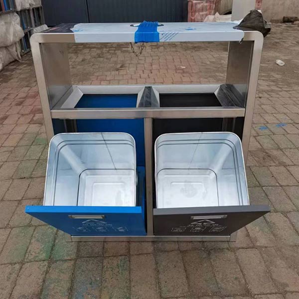 Thùng phân loại rác 2 ngăn inox
