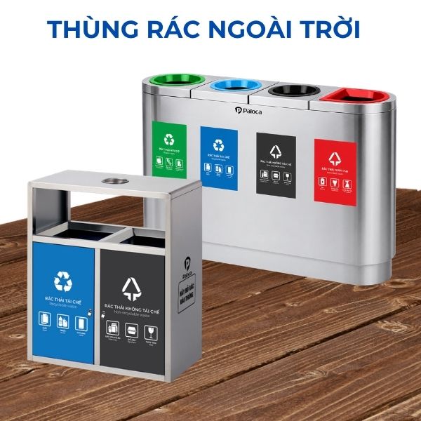 Thùng phân loại rác bằng inox 4 ngăn
