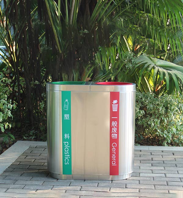 Thùng rác 2 ngăn inox cao cấp trong nhà, ngoài trời giá tốt nhấ