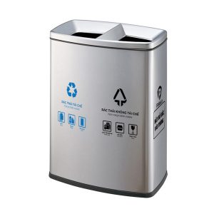Thùng rác 2 ngăn ngoài trời bằng inox