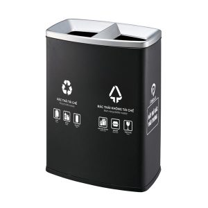 Thùng rác 2 ngăn ngoài trời bằng thép
