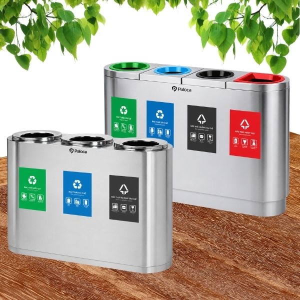 Thùng rác 3 ngăn phân loại rác