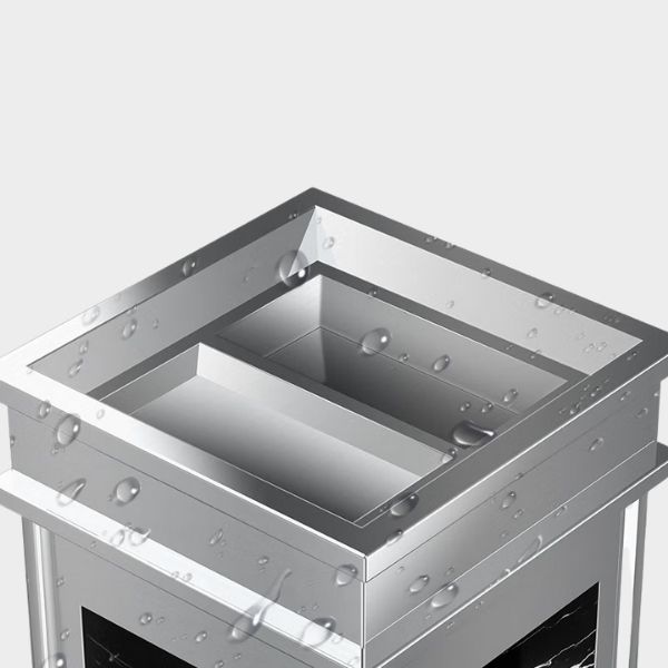 Thùng rác đá cửa xả rác ở trên