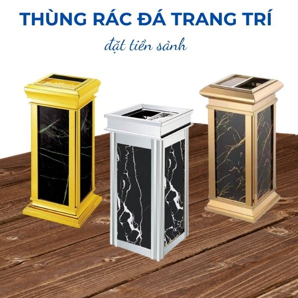 Thùng rác đá cửa xả rác ở trên