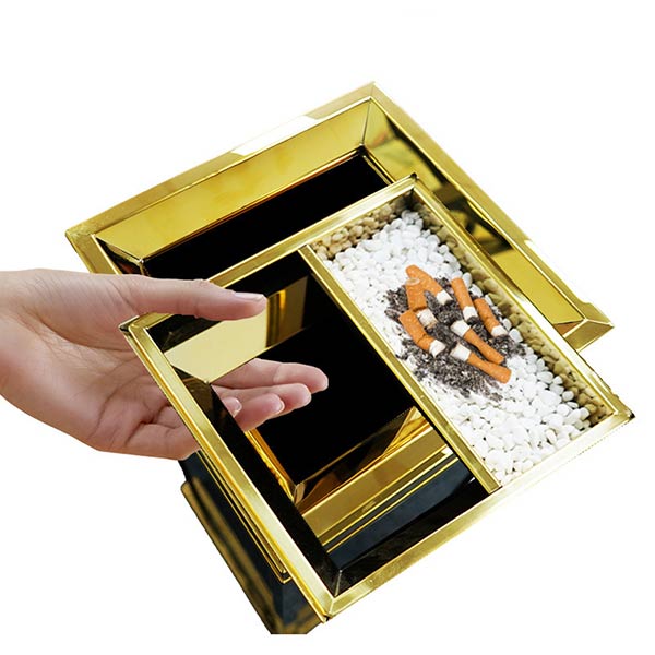 Thùng rác đá hoa cương có gạt tàn thuốc