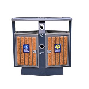Thùng rác đôi gỗ nhựa 2 ngăn