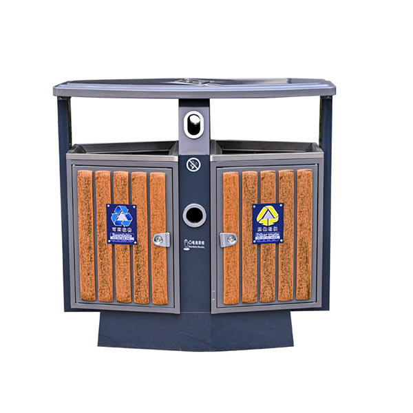 Thùng rác đôi gỗ nhựa 2 ngăn