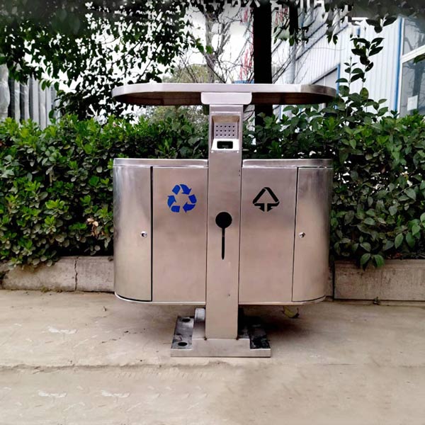 Thùng rác đôi ngoài trời bằng inox