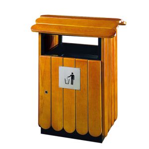 Thùng rác gỗ hình mái nhà