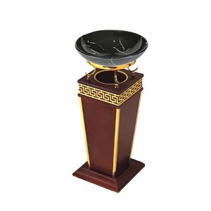 Thùng rác gỗ khay thủy tinh trang trí