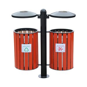 Thùng rác gỗ treo đôi có gạt tàn
