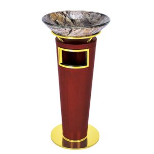 Thùng rác giả gỗ khay thủy tinh