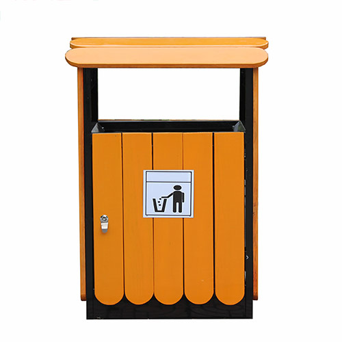 Thùng rác gỗ có mái che