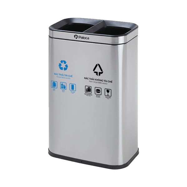 Thùng rác inox 2 ngăn văn phòng