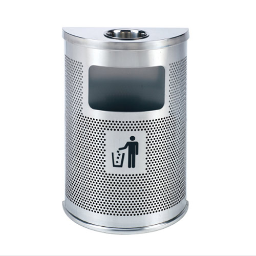 Thùng rác inox bán nguyệt có gạt tàn