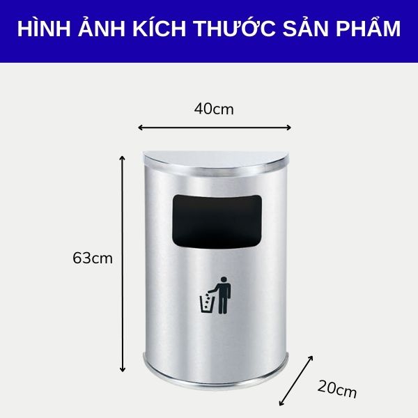 Thùng rác inox bán nguyệt màu trắng