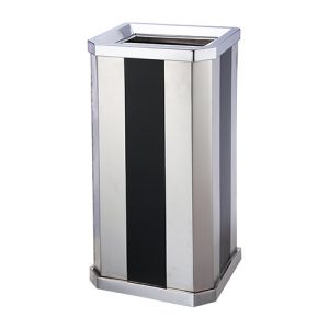 Thùng rác inox chữ nhật sọc đen trắng