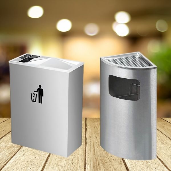 Thùng rác inox chữ nhật nắp bập bênh