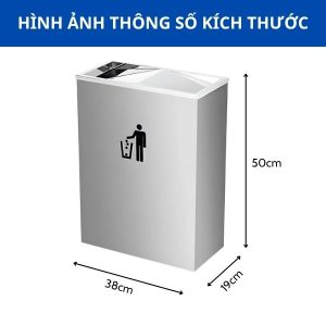 Thùng rác inox chữ nhật nắp bập bênh