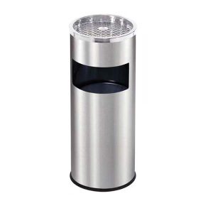 Thùng rác inox có gạt tàn tròn Ø25cm