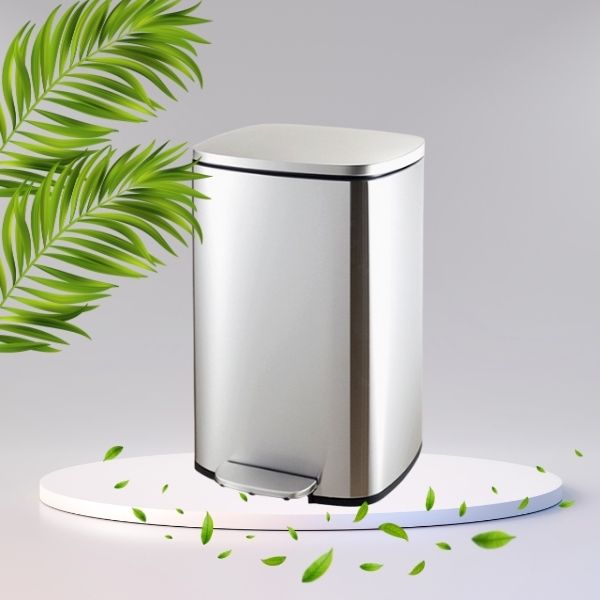 Thùng rác inox đạp chân vuông 12L