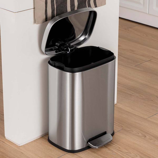 Thùng rác inox đạp chân vuông 50L cỡ lớn, tiện nghi – GIÁ TỐT