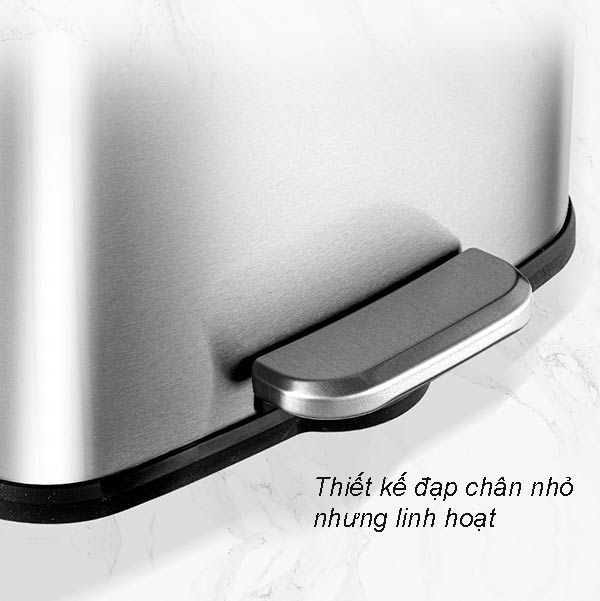 Thùng rác inox đạp chân vuông 50L cỡ lớn, tiện nghi – GIÁ TỐT
