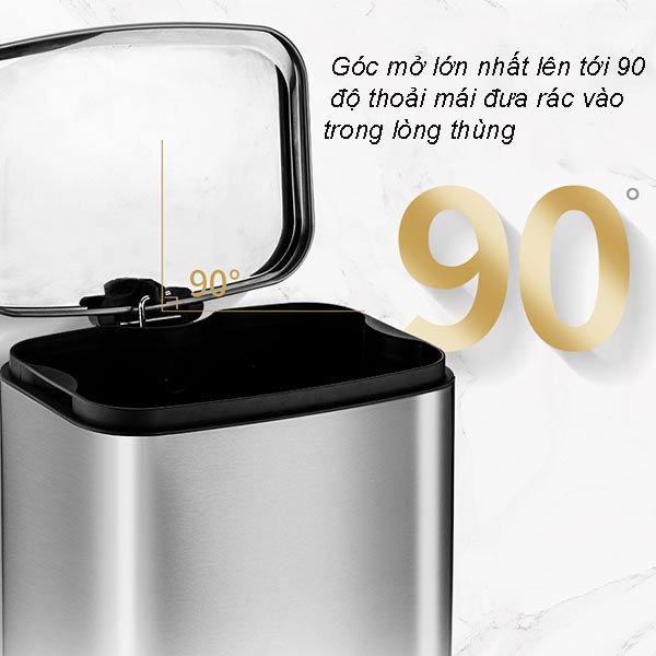 Thùng rác inox đạp chân vuông 50L cỡ lớn, tiện nghi – GIÁ TỐT