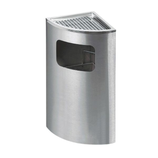 Thùng rác inox đặt góc có gạt tàn