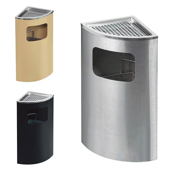 Thùng rác inox đặt góc có gạt tàn